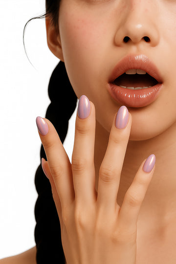 Halo Kiss – Rosy Lilac Chrome Press-On Nails