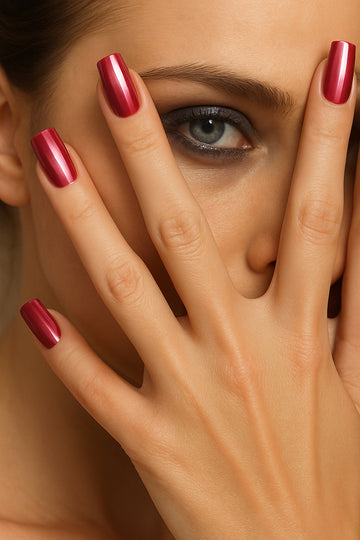 Pink Current – Metallic Rose Chrome Press-On Nails