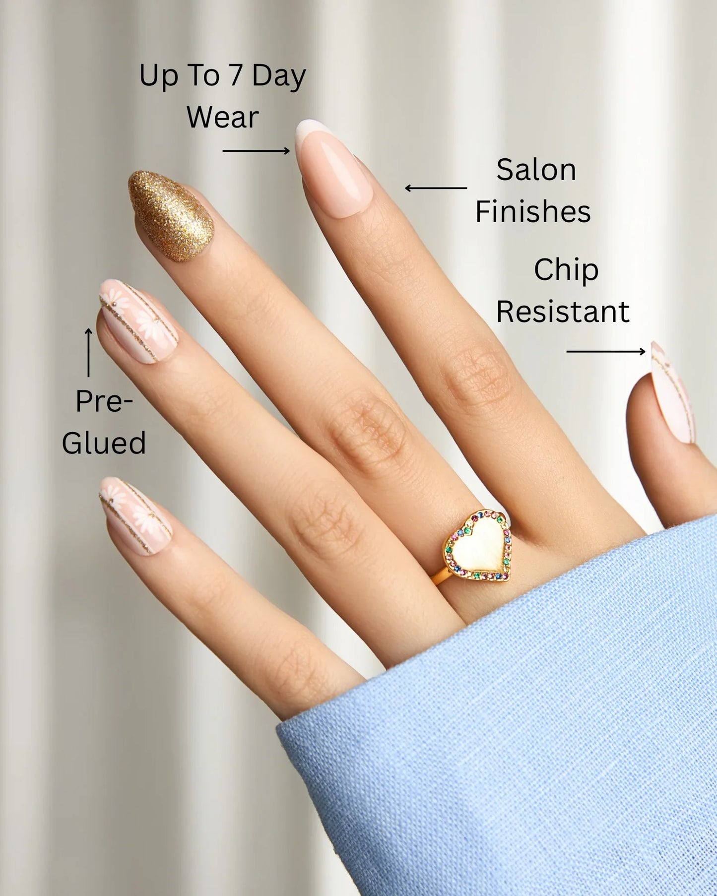 Be Kind – Golden Floral Press-On Nails - ZOEWHO?