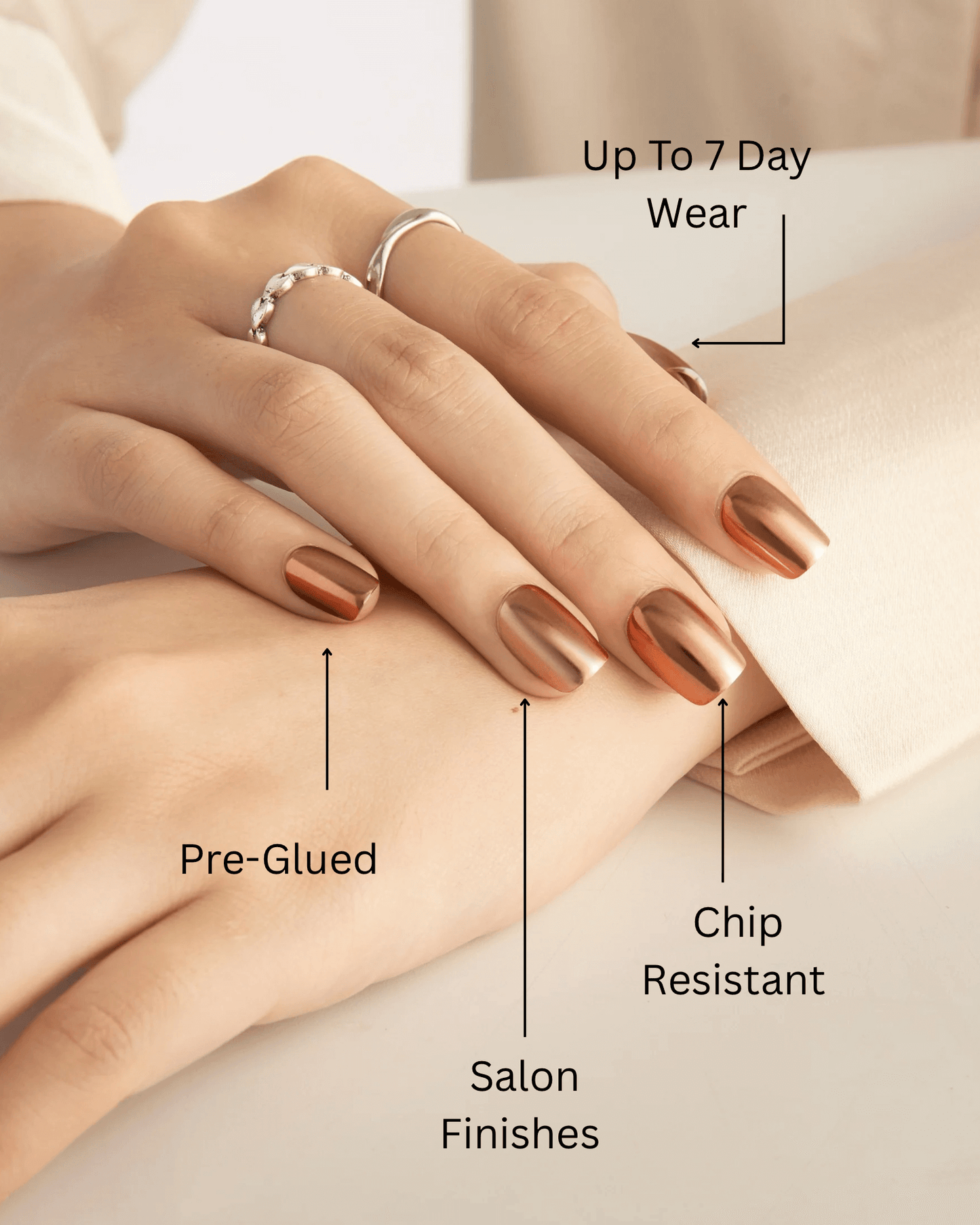 Lean on me - Metallic Short Square Press-On Nails - ZOEWHO?
