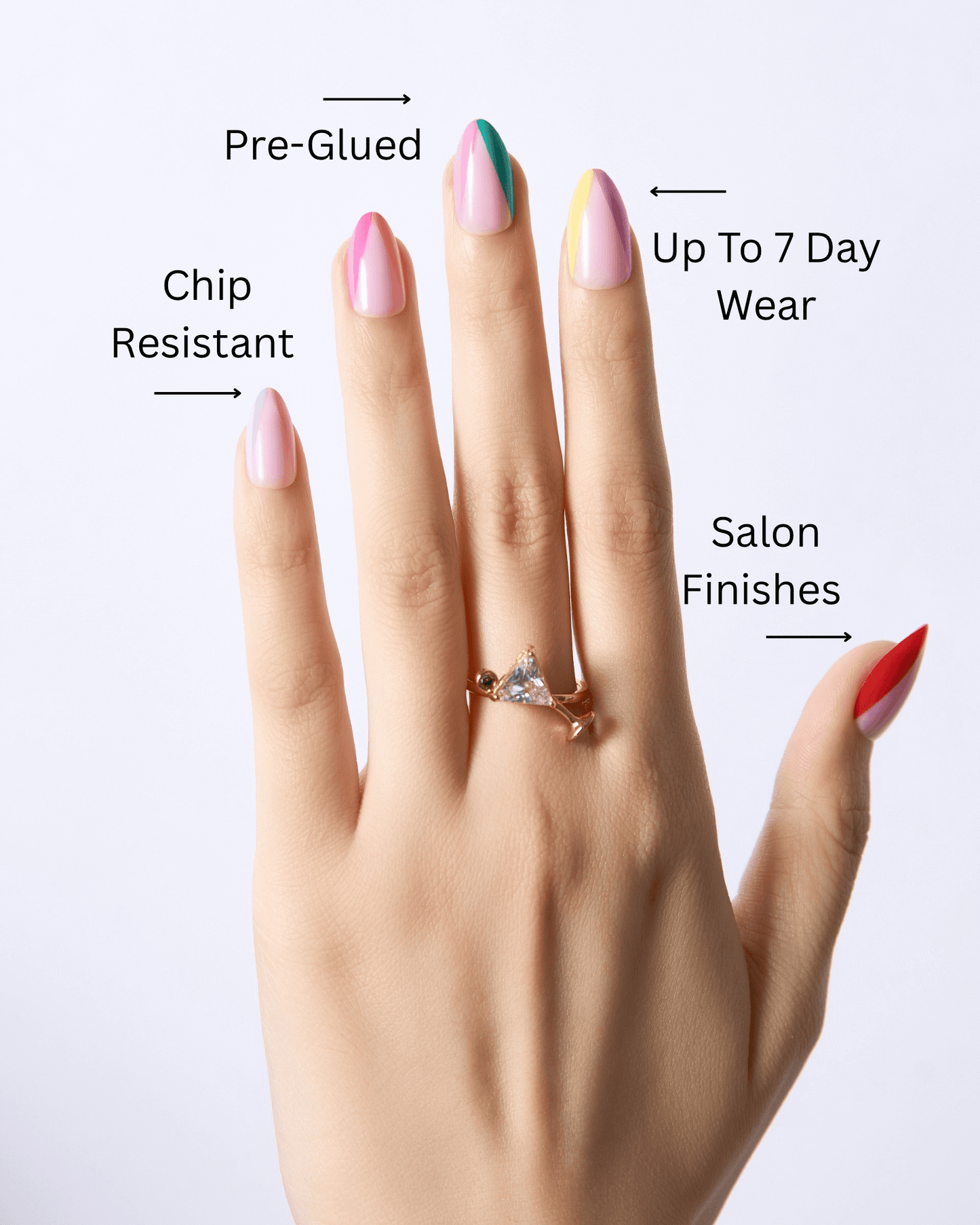 Choose Joy – Bright Multicolor Short Almond Press-On Nails - ZOEWHO?