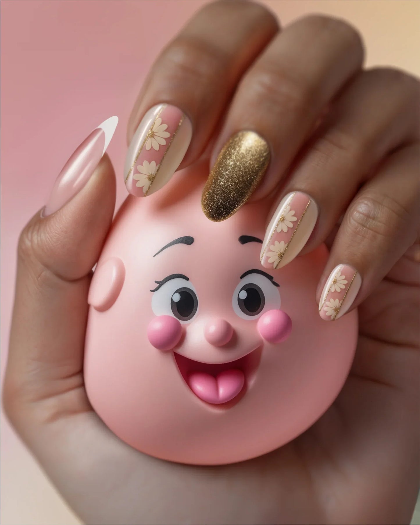 Be Kind – Golden Floral Press-On Nails - ZOEWHO?