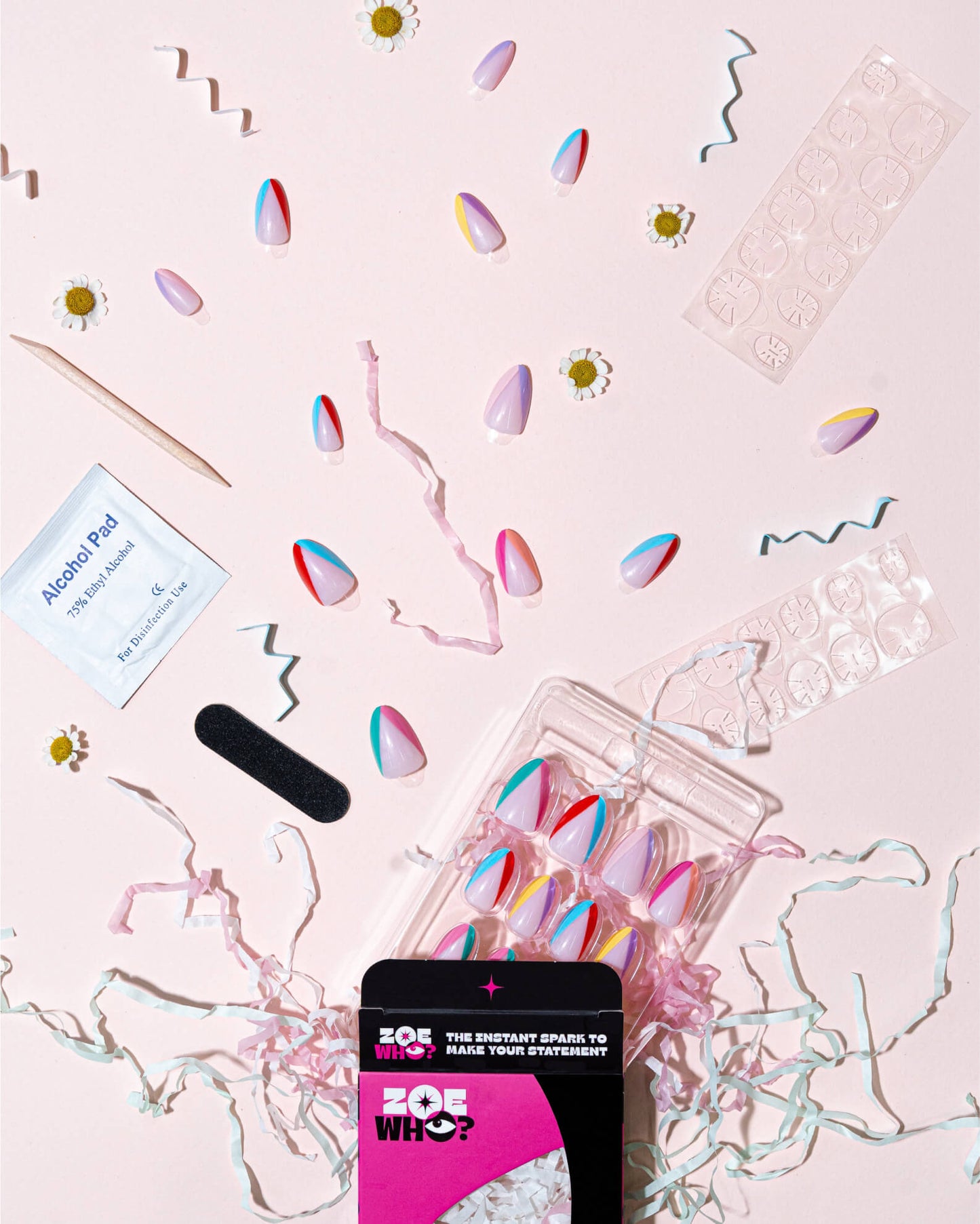 Choose Joy – Bright Multicolor Short Almond Press-On Nails - ZOEWHO?