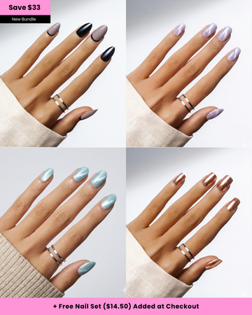 Soft Glow | 4-Piece Chrome Press-On Nail Bundle