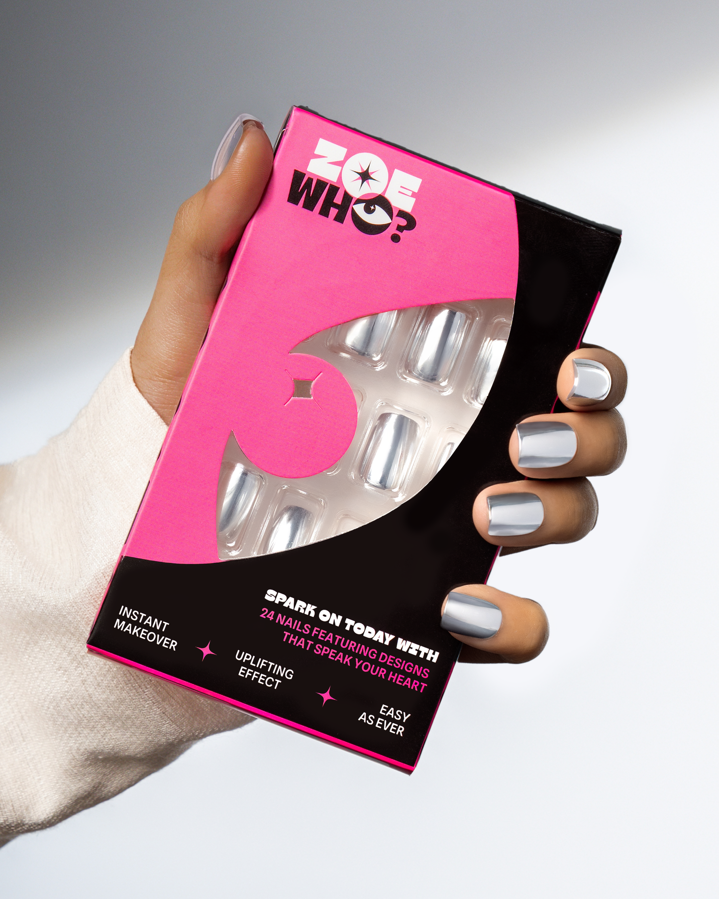 Mirror Hour | 4-Piece Chrome Press-On Nail Bundle