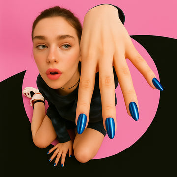 Sapphire Rush – Metallic Blue Chrome Press-On Nails