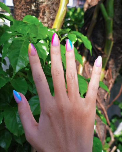 Choose Joy – Bright Multicolor Short Almond Press-On Nails - ZOEWHO?