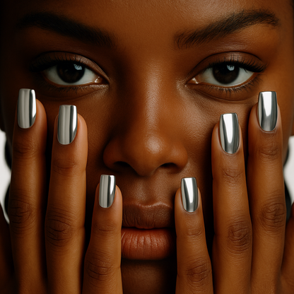 Silver Dimension – Metallic Chrome Press-On Nails