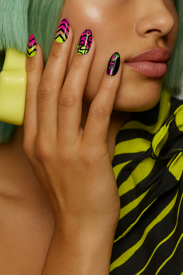 Electric Jungle – Neon Animal Print Press-On Nails