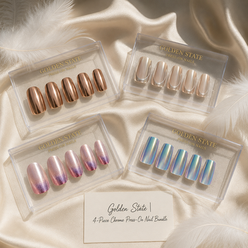 Golden State | 4-Piece Chrome Press-On Nail Bundle