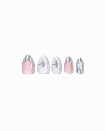 Starlit Bloom – Glossy Star French Press-On Nails