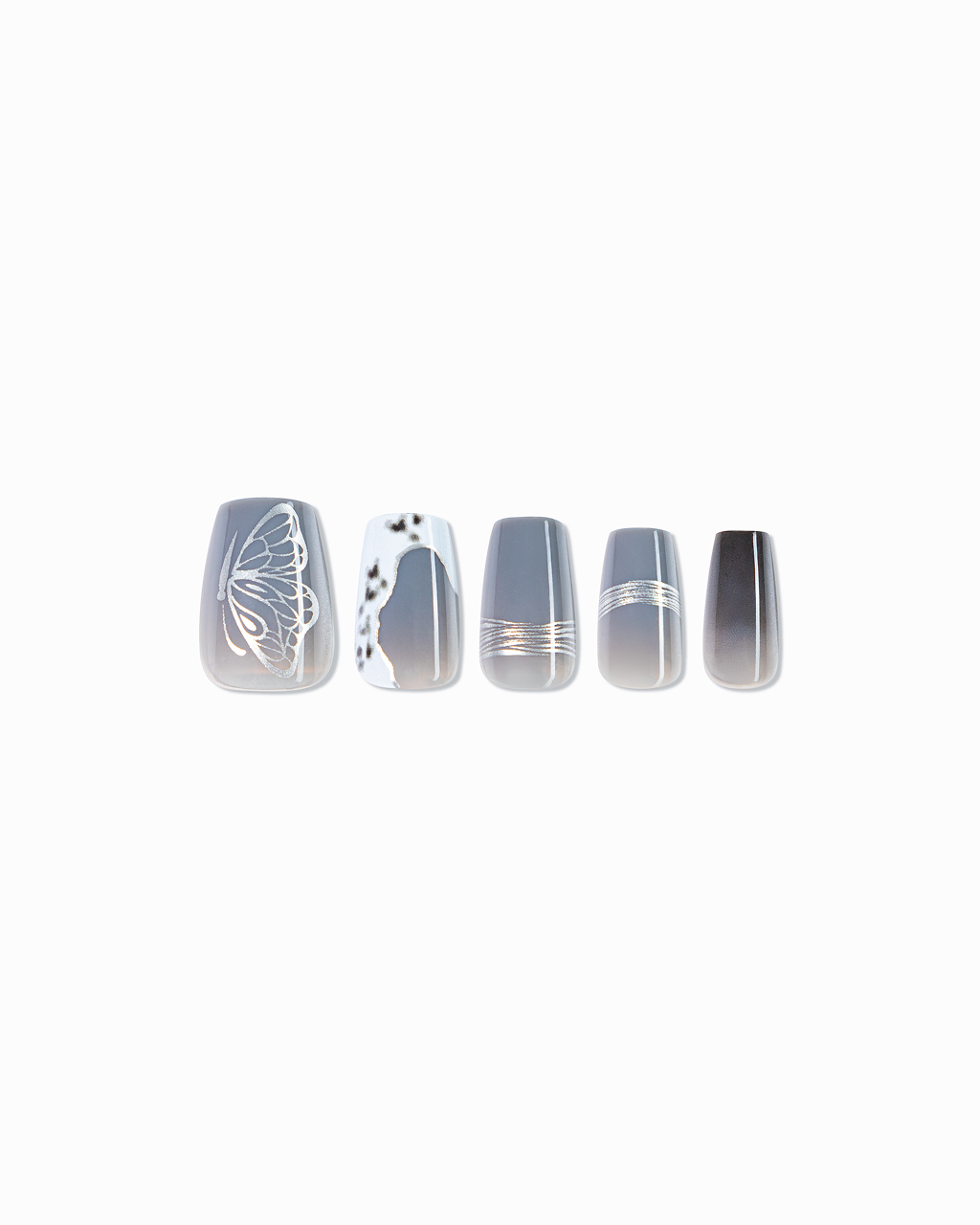 Misty Cocoon – Soft Gray Gradient Press-On Nails