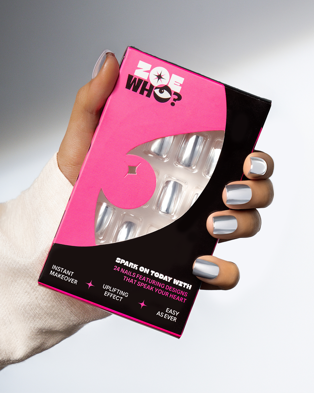 Silver Dimension – Metallic Chrome Press-On Nails