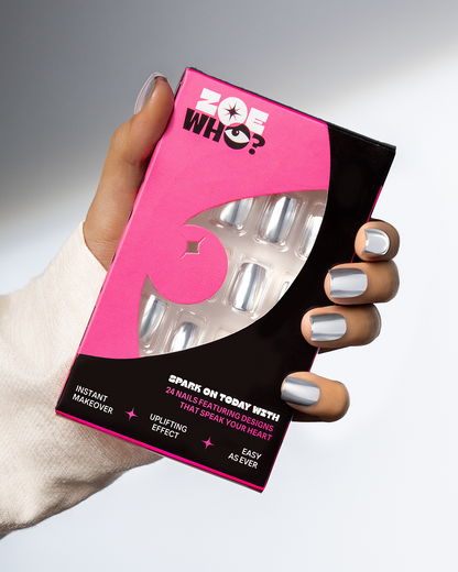 Silver Dimension – Metallic Chrome Press-On Nails