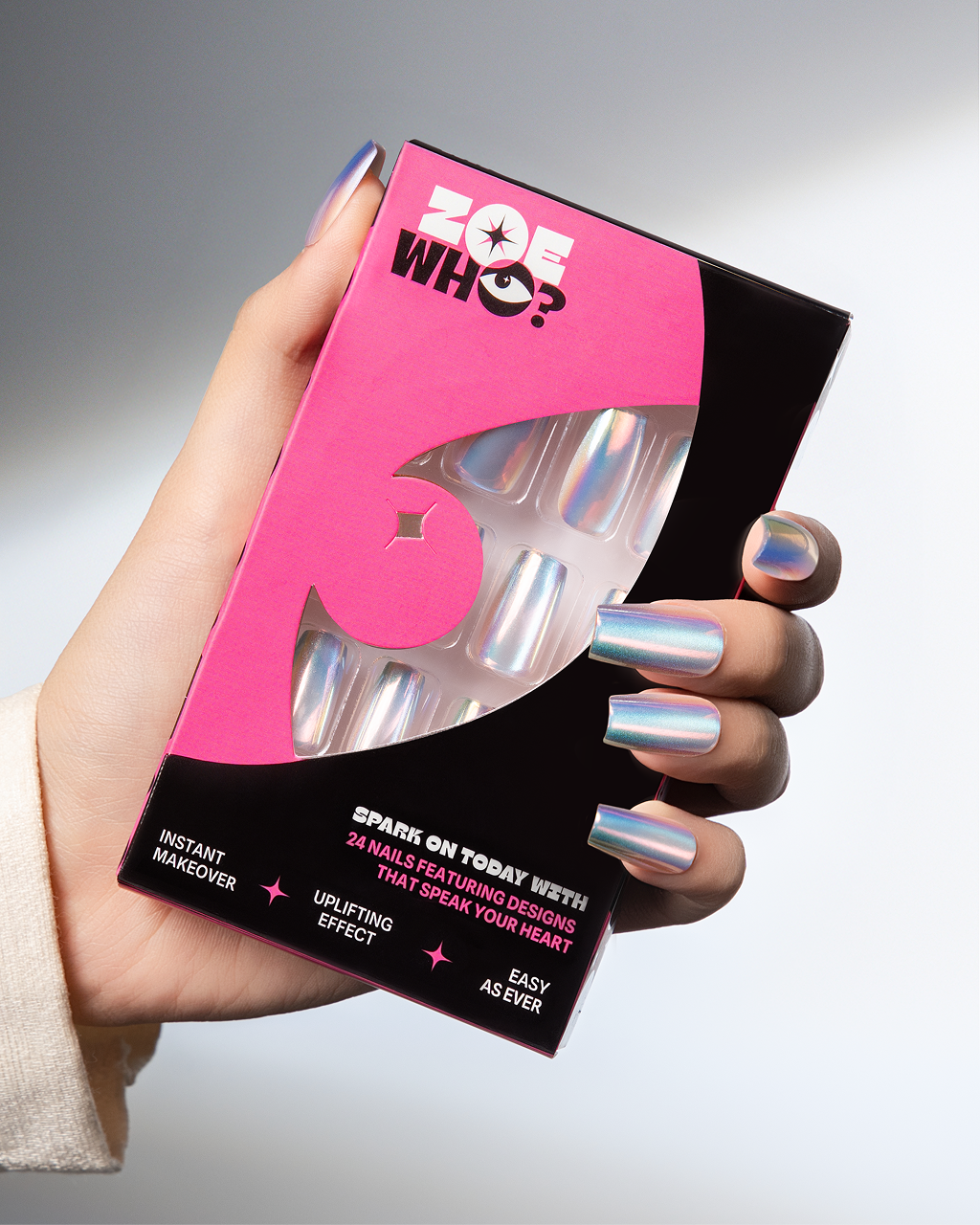 Opal Haze – Luminous Chrome Press-On Nails