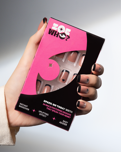 French Noir – Black Heart French Press-On Nails