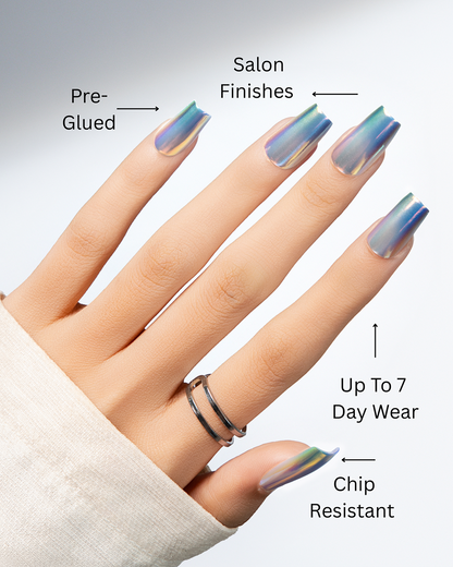 Opal Haze – Luminous Chrome Press-On Nails