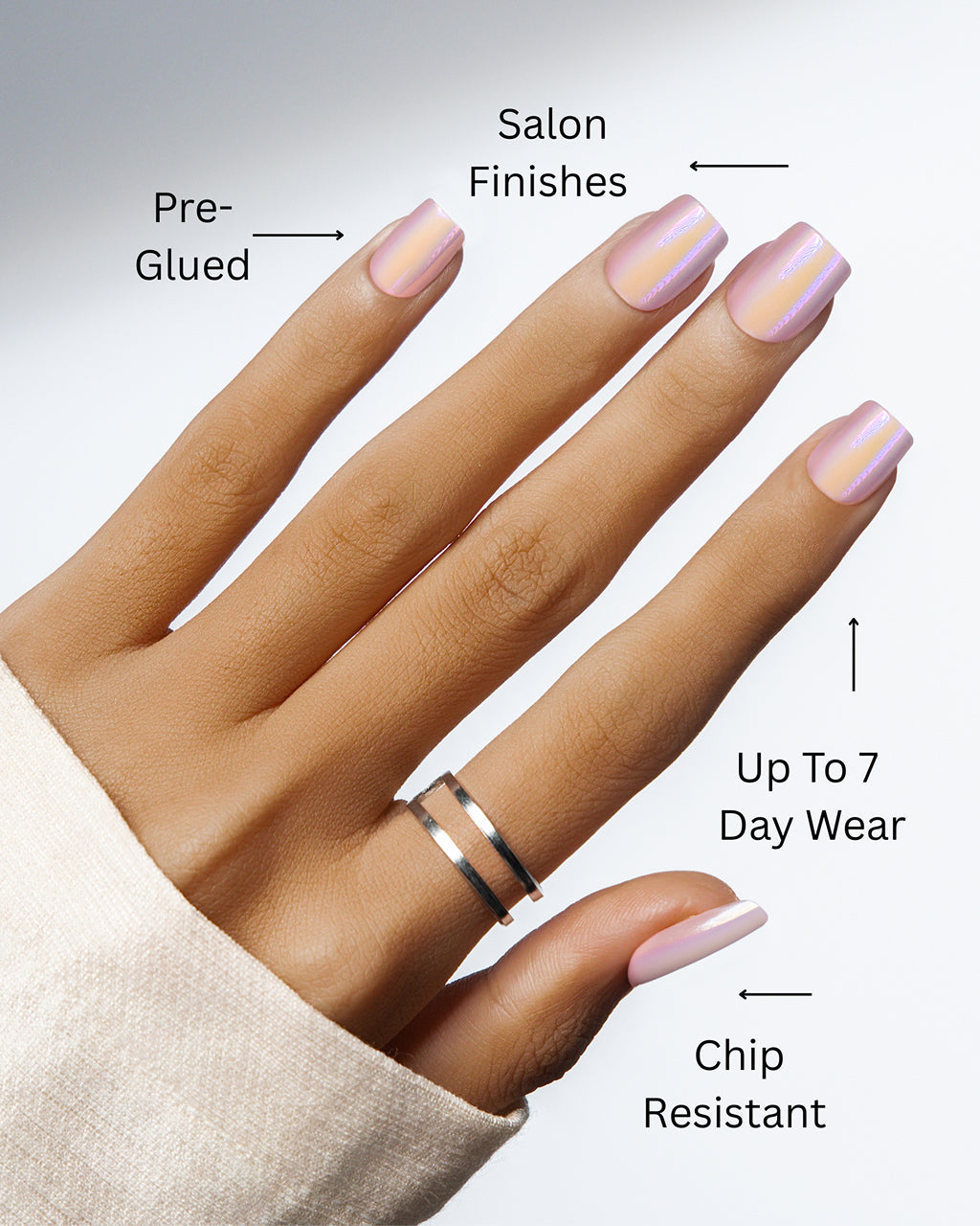 Sunset Aura – Luminous Chrome Press-On Nails