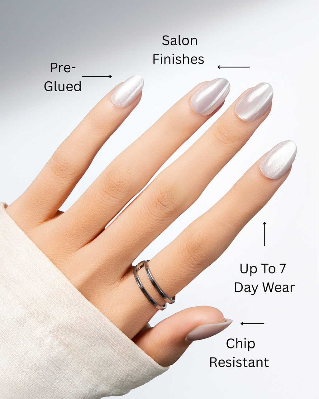 Moonlit Glass – Pearl Chrome Cat-Eye Press-On Nails