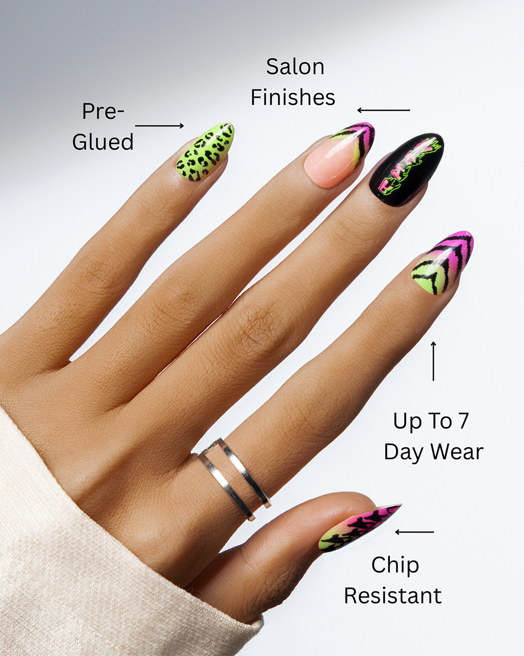 Electric Jungle – Neon Animal Print Press-On Nails