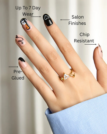 Doubt – Nude & Black Press-On Nails - ZOEWHO?