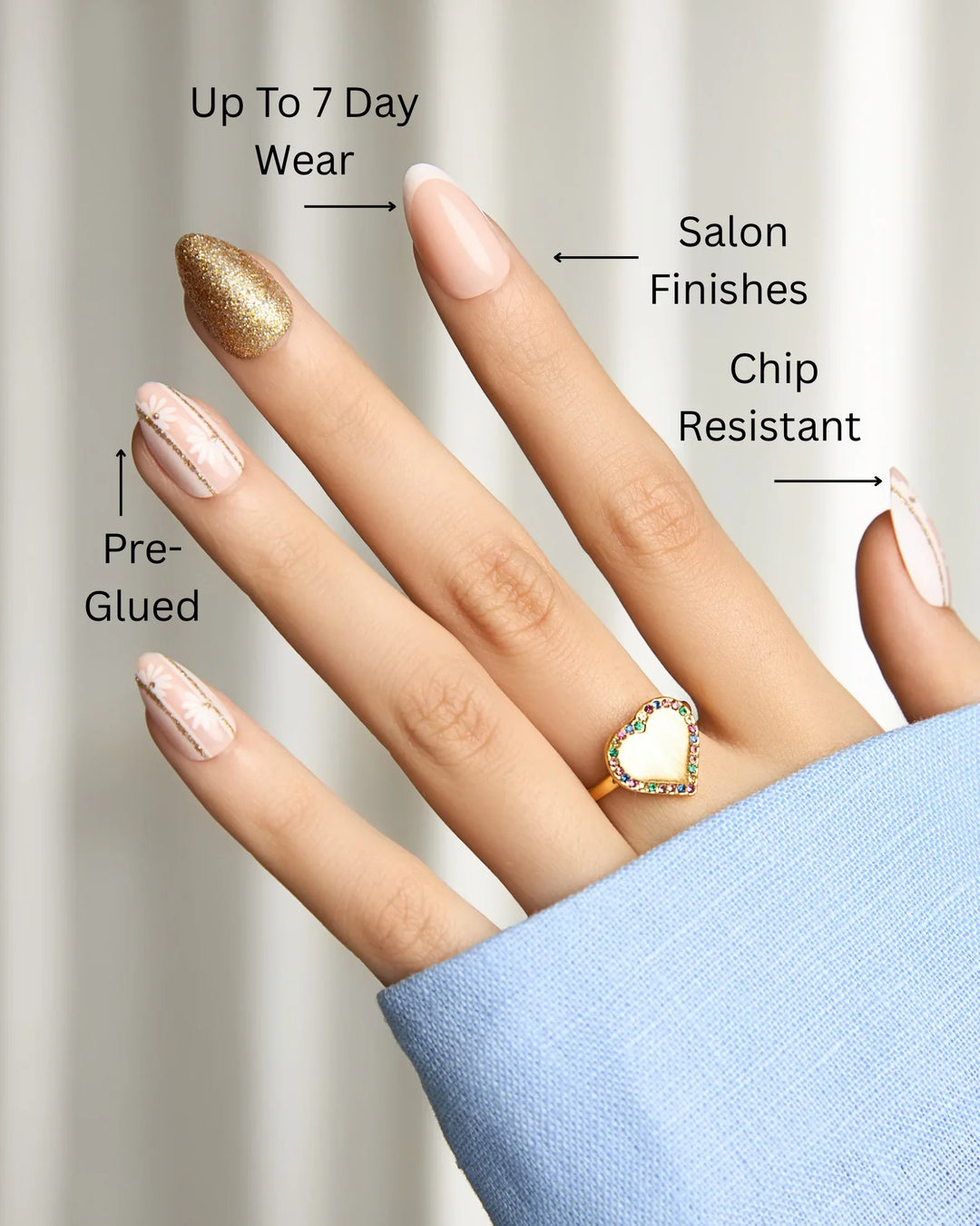 Be Kind – Golden Floral Press-On Nails - ZOEWHO?