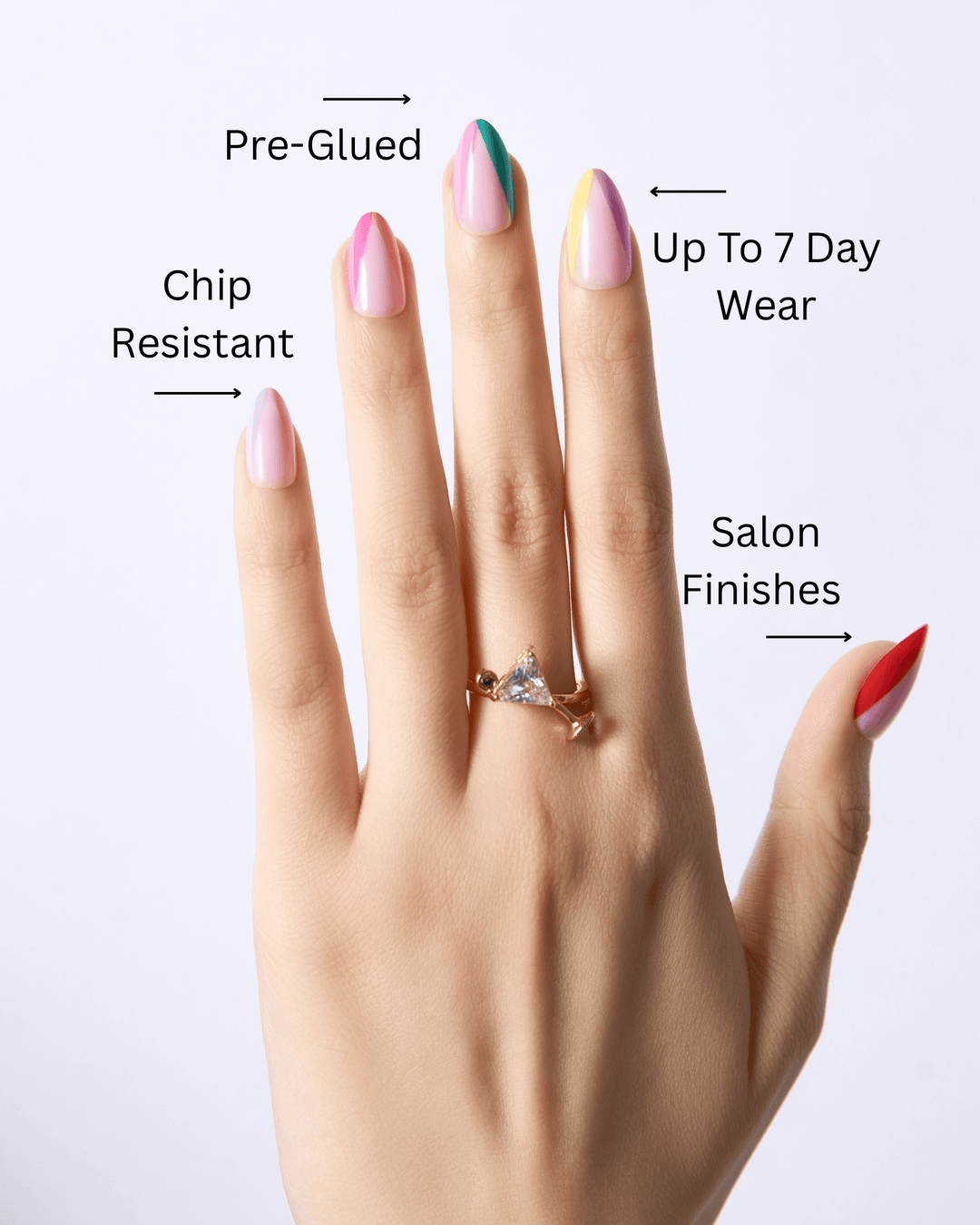 Choose Joy – Bright Multicolor Short Almond Press-On Nails - ZOEWHO?