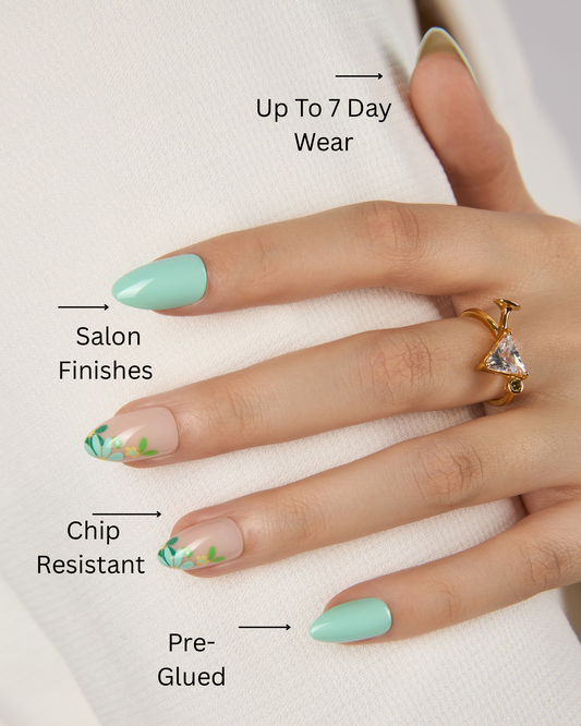 Breathe in Breathe out – Mint Green Press-On Nails