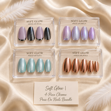 Soft Glow | 4-Piece Chrome Press-On Nail Bundle