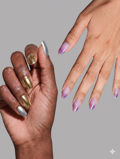 Golden State | 4-Piece Chrome Press-On Nail Bundle