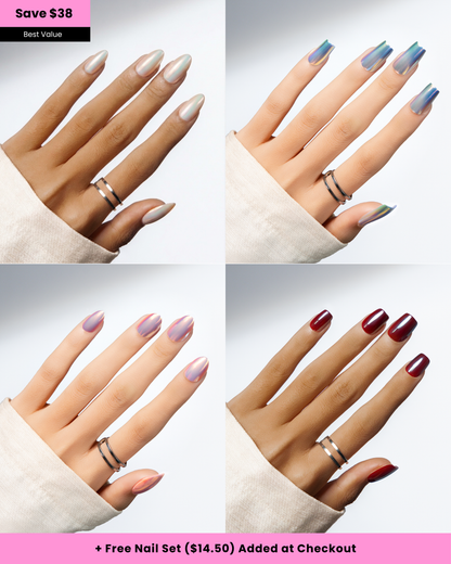 Light Shift | 4-Piece Chrome Press-On Nail Bundle
