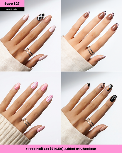 Loud Quiet | 4-Piece Bold Press-On Nail Bundle