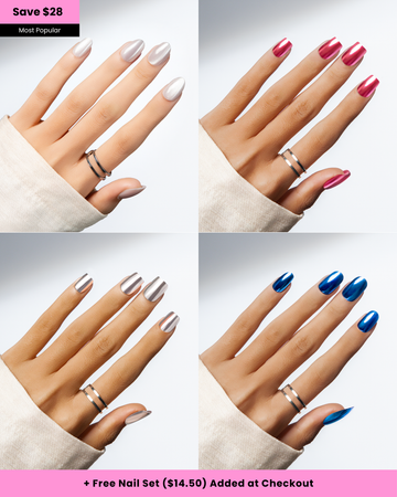 Mirror Hour | 4-Piece Chrome Press-On Nail Bundle