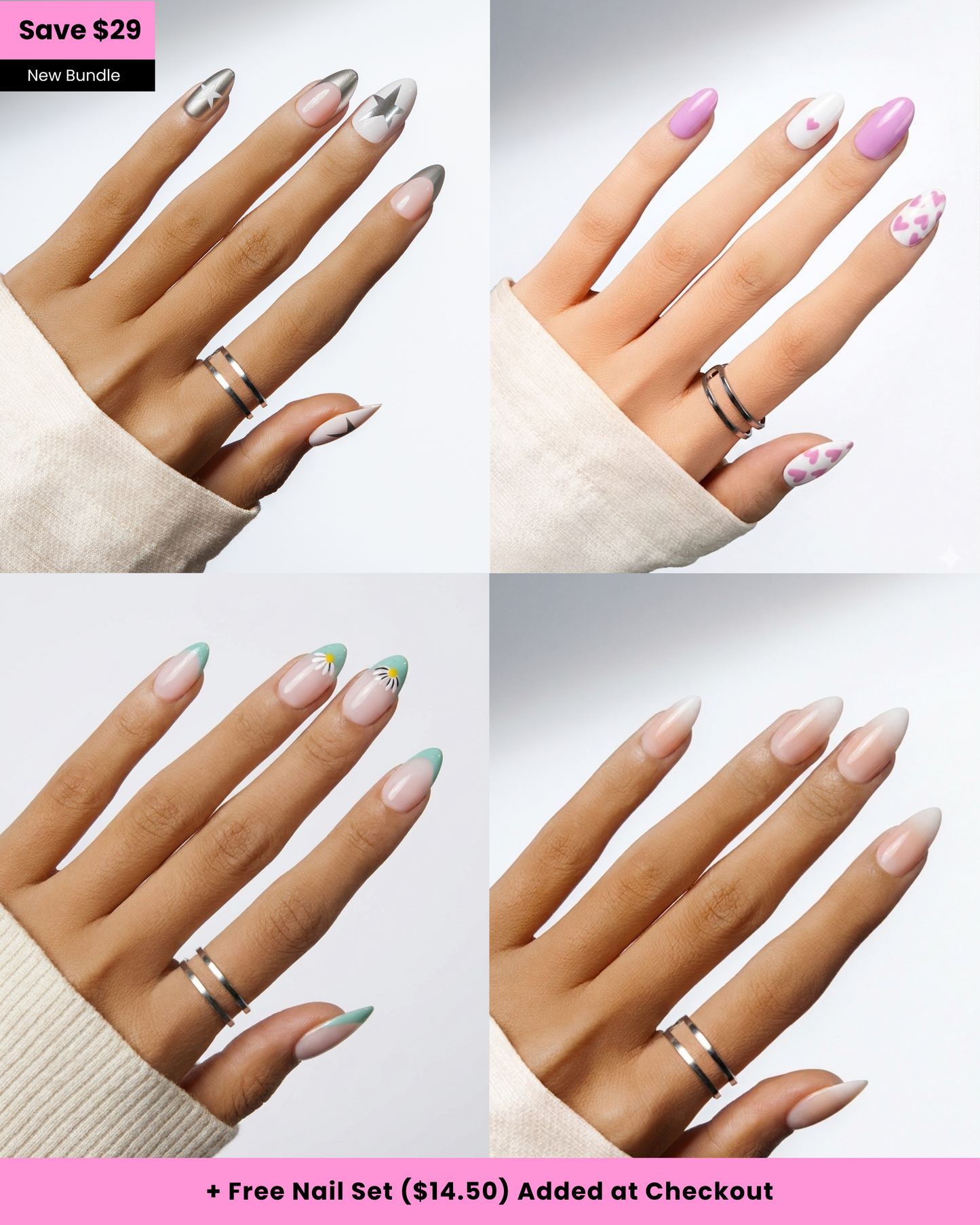 Quiet Romance | 4-Piece Press-On Nail Bundle