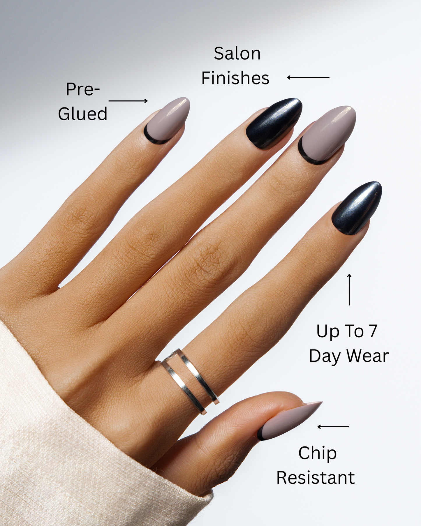 Soft Glow | 4-Piece Chrome Press-On Nail Bundle