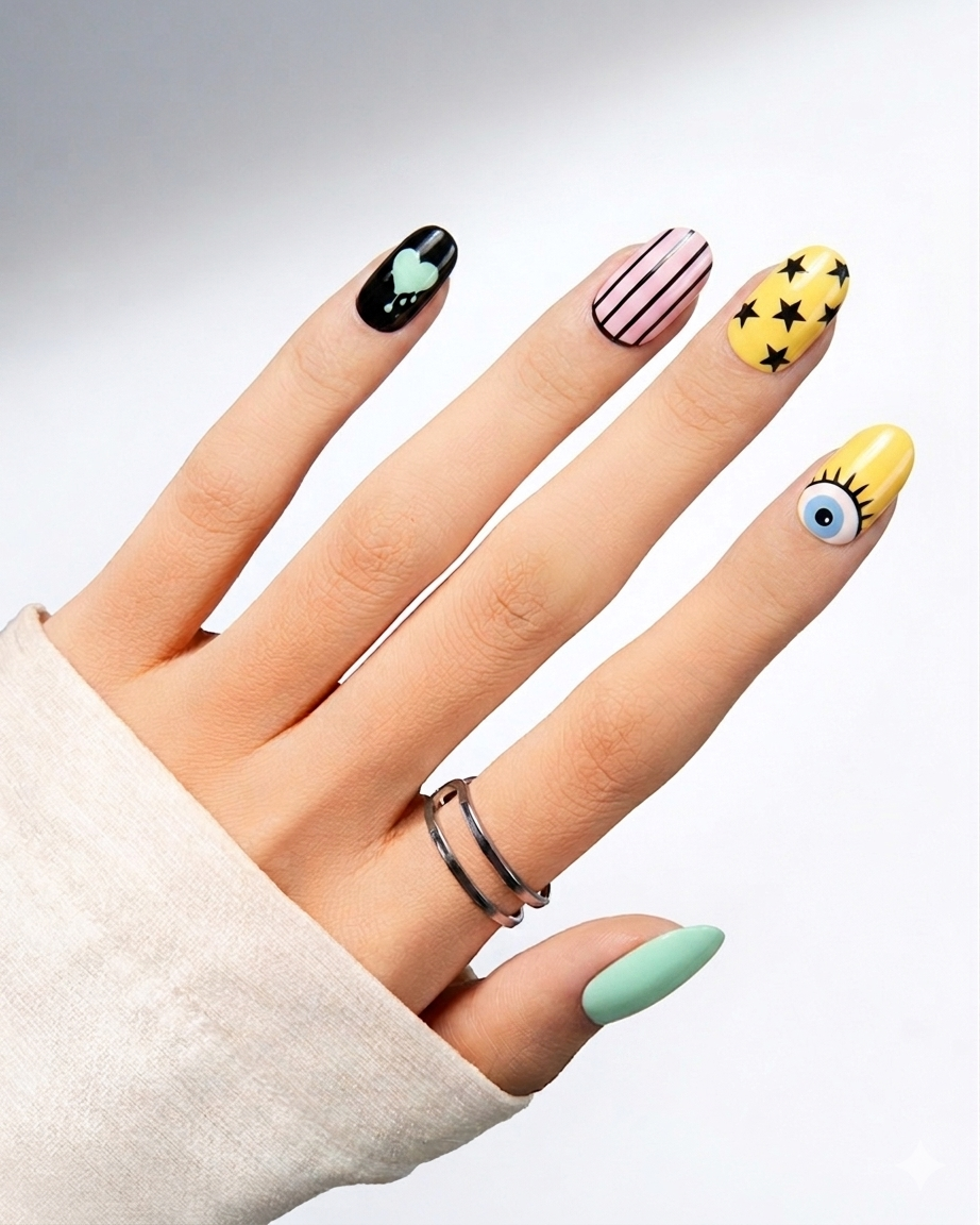 Raw Energy | 4-Piece Bold Press-On Nail Bundle